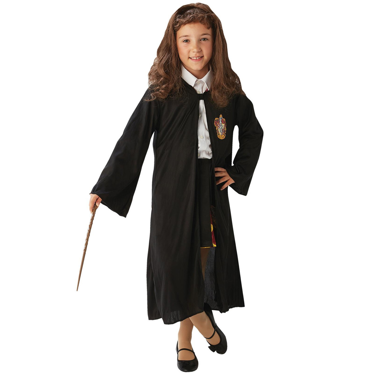 Girls Official Hermione Granger Costume Robe, Wig & Wand - Fancy Dress VIP