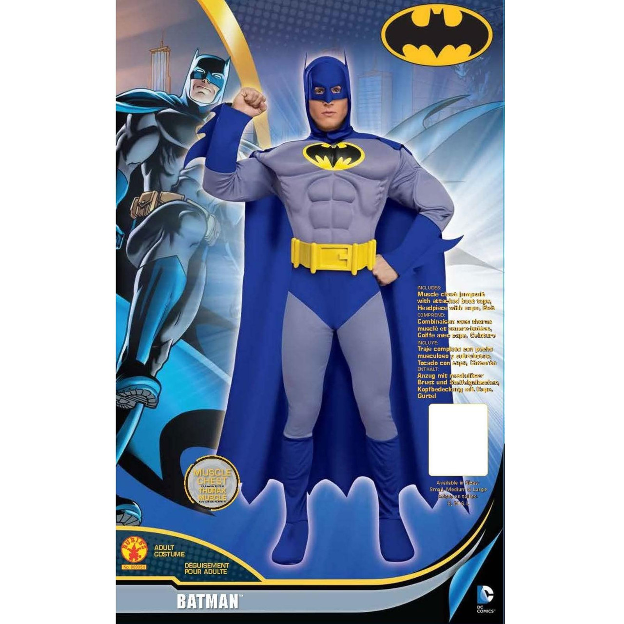 Mens Official Batman 'Muscle Chest' Deluxe Costume - Fancy Dress VIP