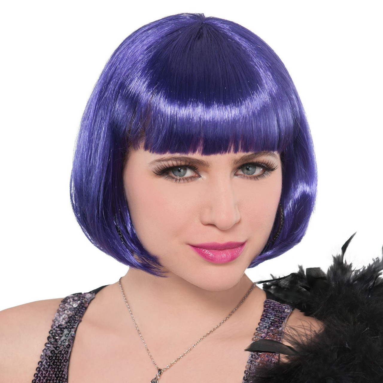 Womens Purple Glamour Bob Costume Wig