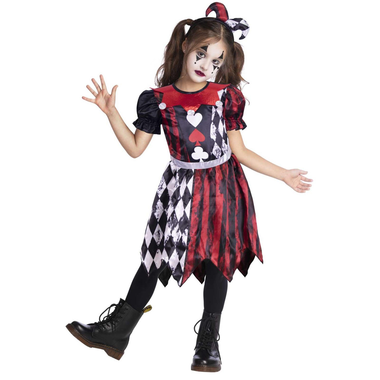 Children Jester Girl Red Dress Costume