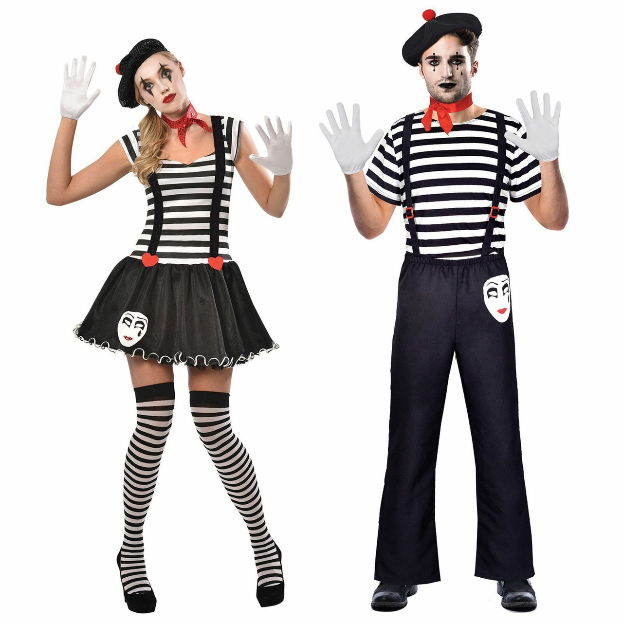 Deluxe French Ladies Mens Mime Artist Fancy Dress Costume Outfit Street Circus Fancy Dress Vip 4523