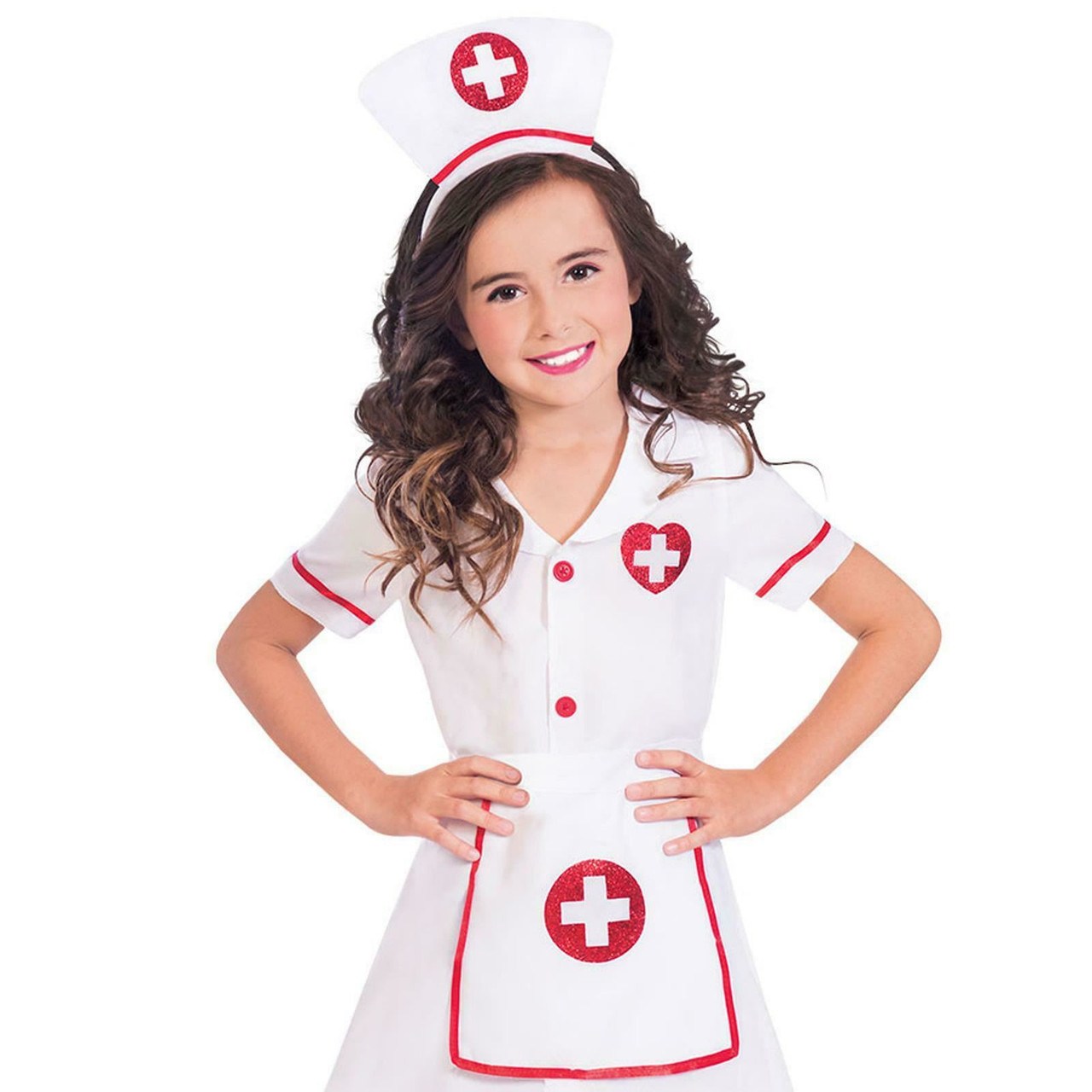 Girls Nurse Costume Childs Hospital Medical Uniform Fancy Dress Kids Book  Day