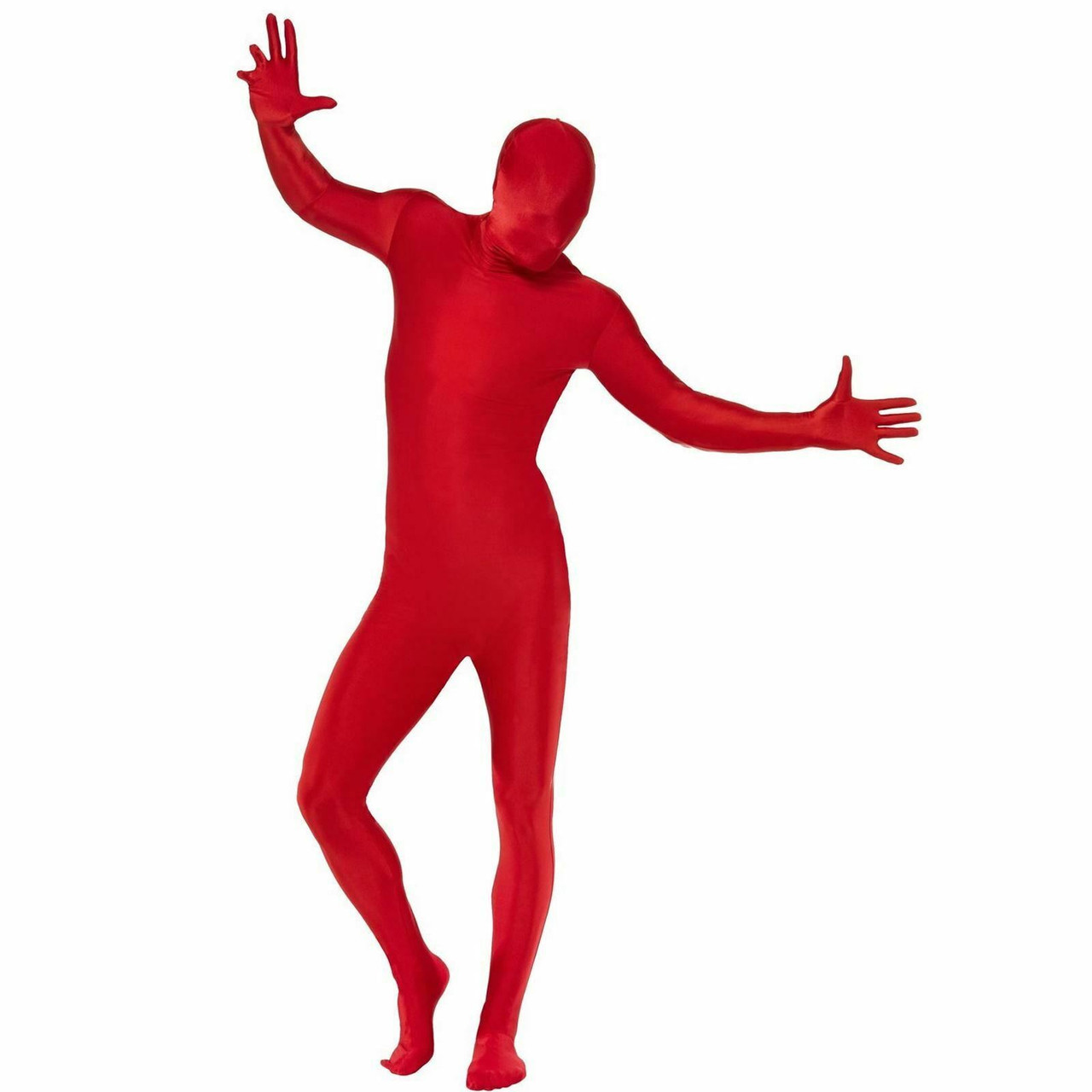 Mens Second Skin Red Bodysuit Full Body Lycra Fancy Dress Party Costume  Outfit M - Fancy Dress VIP