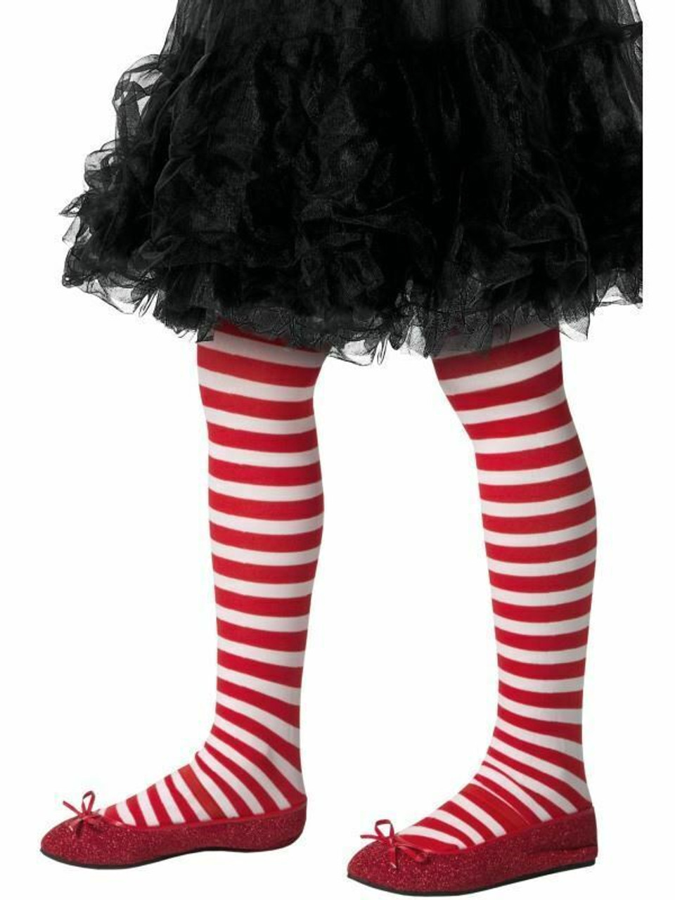 Children's White and Black Striped Tights