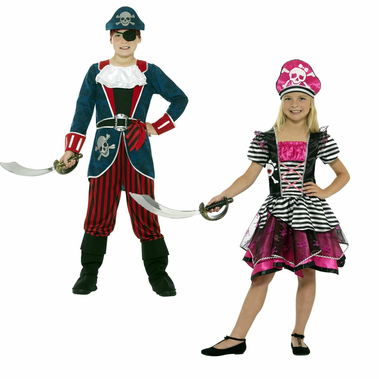 Kids Boys Girls Deluxe Pirate Captain Buccaneer Fancy Dress Book Day Costume  Kit - Fancy Dress VIP