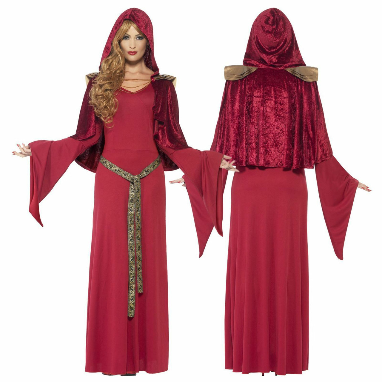 Adult Ladies High Priestess Religious Hooded Robe Fancy Dress Costume