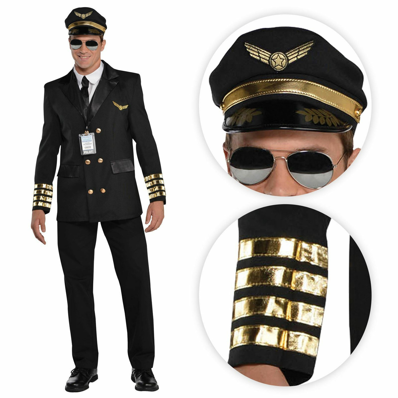 Air Force Pilot Costume Adult Flight Suit Halloween Fancy Dress | eBay