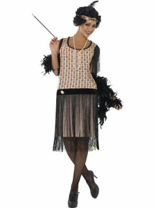 Ladies Deluxe Back Flapper Fancy Dress Costume 1920 Charleston Outfit UK  10-14 Fancy Dress & Period Costumes YA9563574