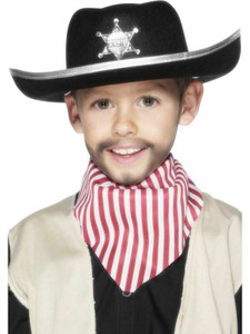 Western Kit Black Wild West Cowboy Hat Neckscarf Mens Fancy Dress Costume -  Fancy Dress VIP