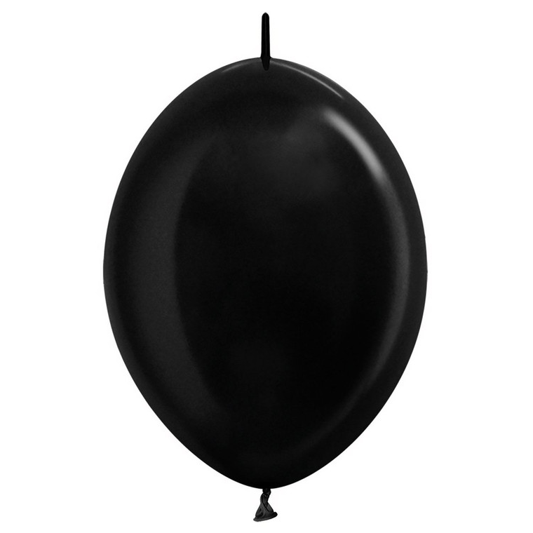 12"/30cm Metallic Black Link-O-Loon Latex Balloons for Arches