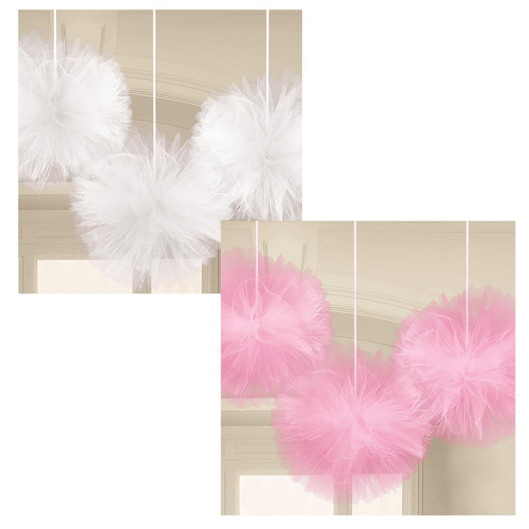 Pink And White Fluffy Tulle Party Decoration 