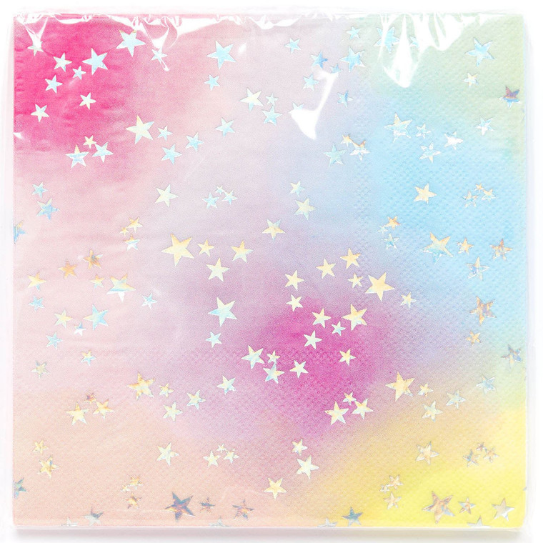 16 x Embossed Star Pastel Ombre Party Napkins