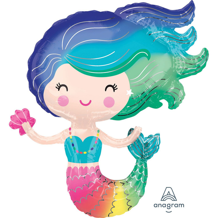 30" Rainbow Mermaid SuperShape Foil Balloon