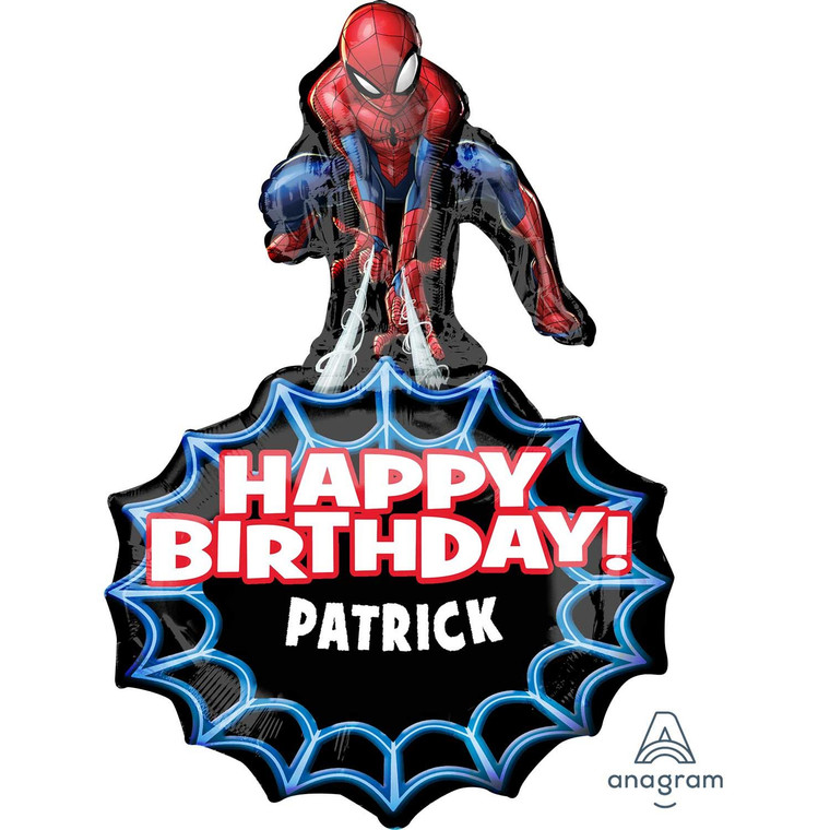Spider Man Happy Birthday Balloon With Personalise Stickers