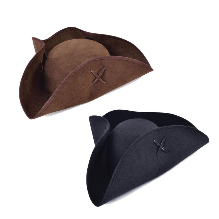 Tricorn Hat Brown Black Hat 