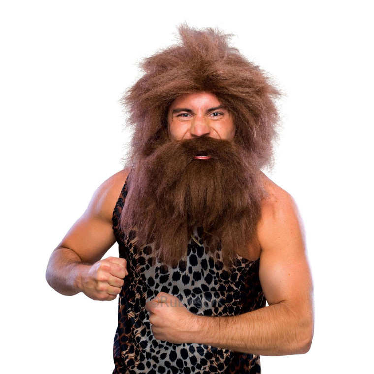 Mens Wild Prehistoric Caveman Wig & Beard Costume Accessory