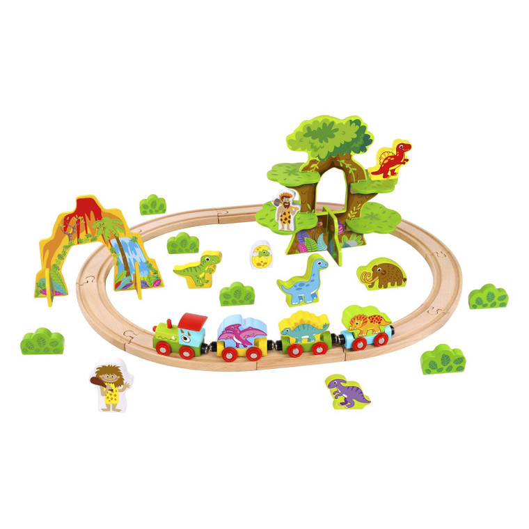 Kids 40pc Wooden Dinosaur Train Toy Play Set 