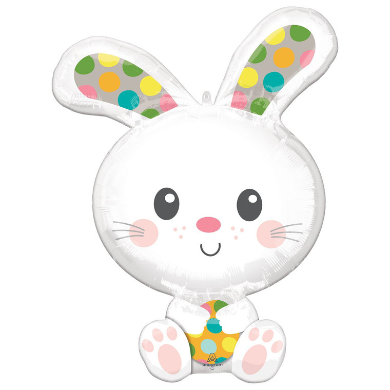 White Spotted Easter Bunny Rabbit Balloon 