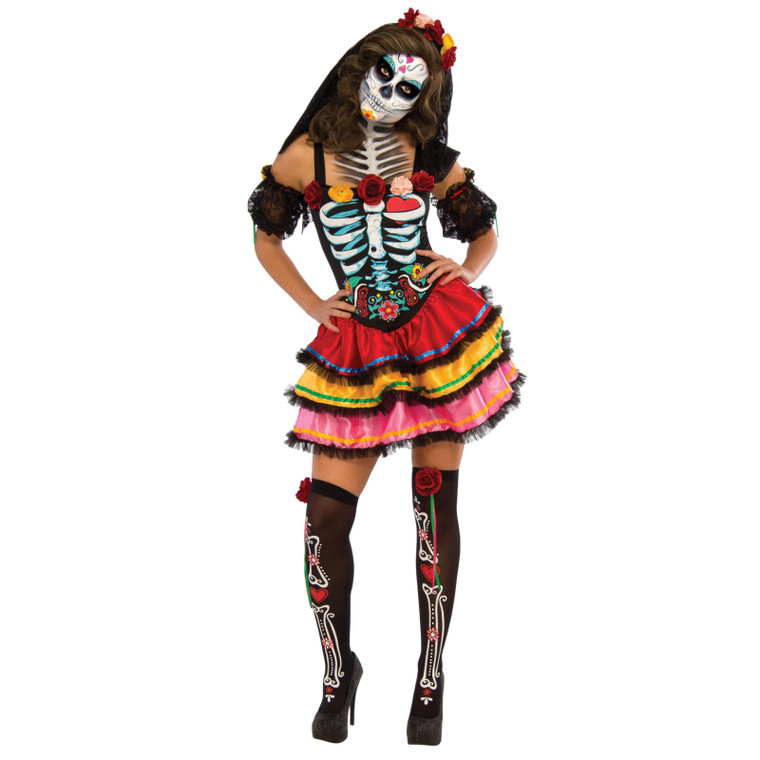 Ladies Day of The Dead Sugar Skull Skeleton Costume