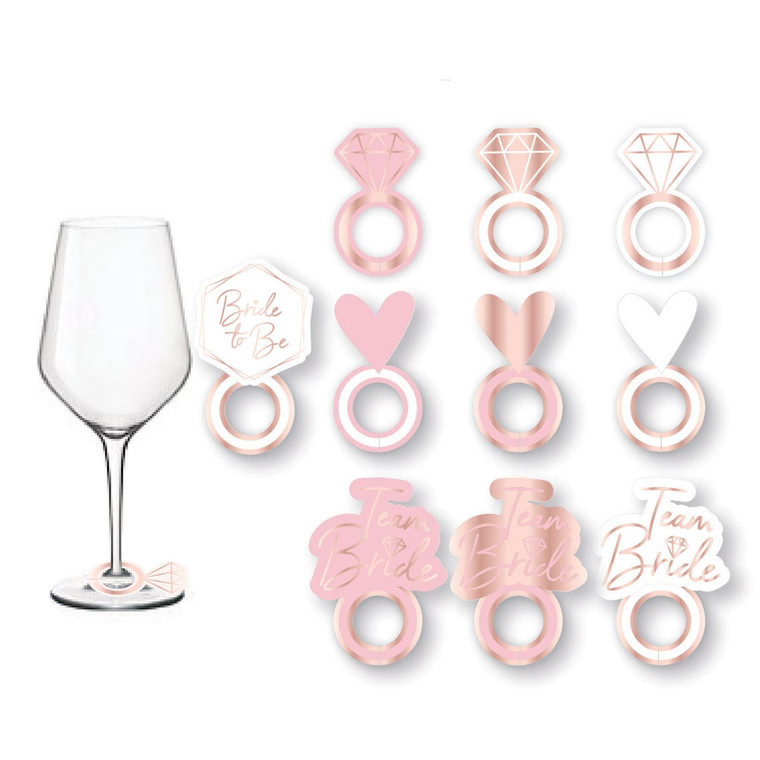 10 x Team Bride Prosecco Glass Markers