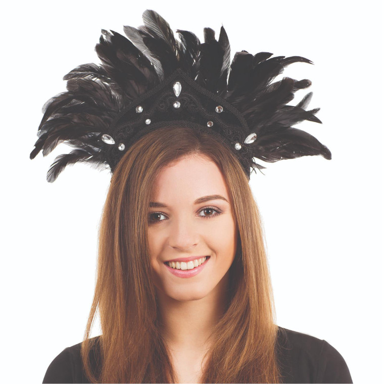 Black Feather Carnival Headdress