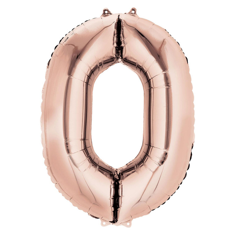 66cm x 88cm Number 0 Rose Gold Foil Balloon