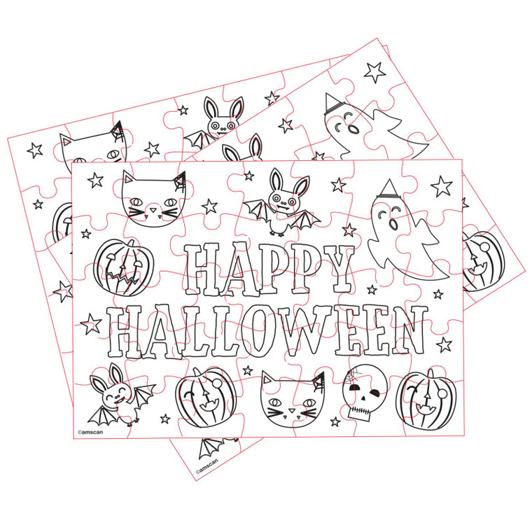 8 x 28 Piece Mini Halloween Colour-in Jigsaws