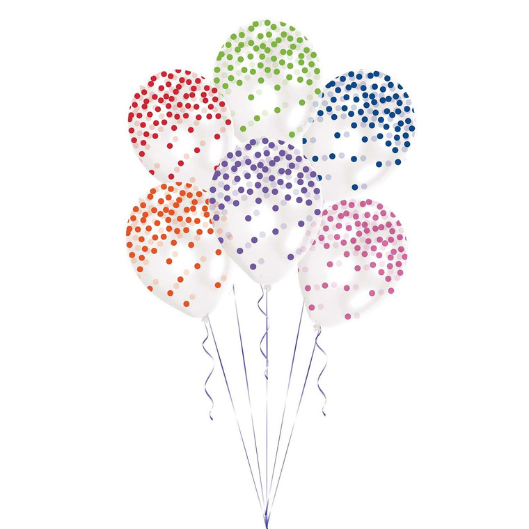 27.5cm Printed Confetti Assorted Latex Balloons