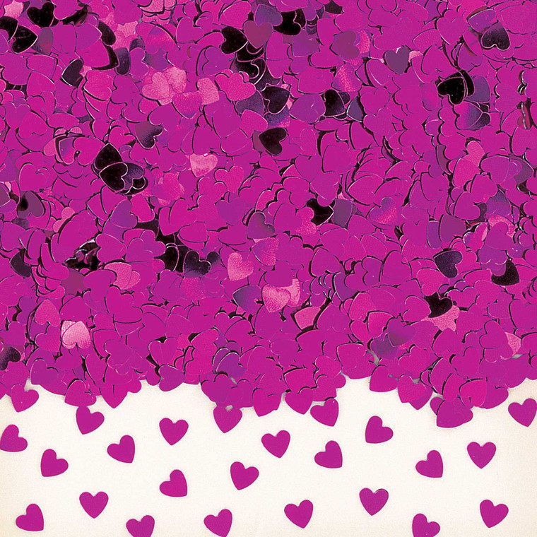 14g Sparkle Hearts Hot Pink Metallic Table Confetti