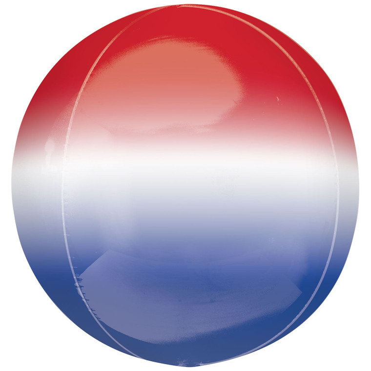 16" Ombre Red, White And Blue Orbz Foil Balloon