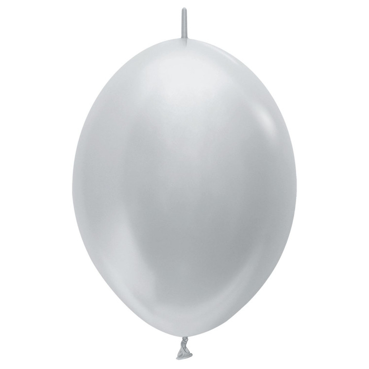 15cm Satin Link-O-Loon Solid Silver 481 Latex Balloons