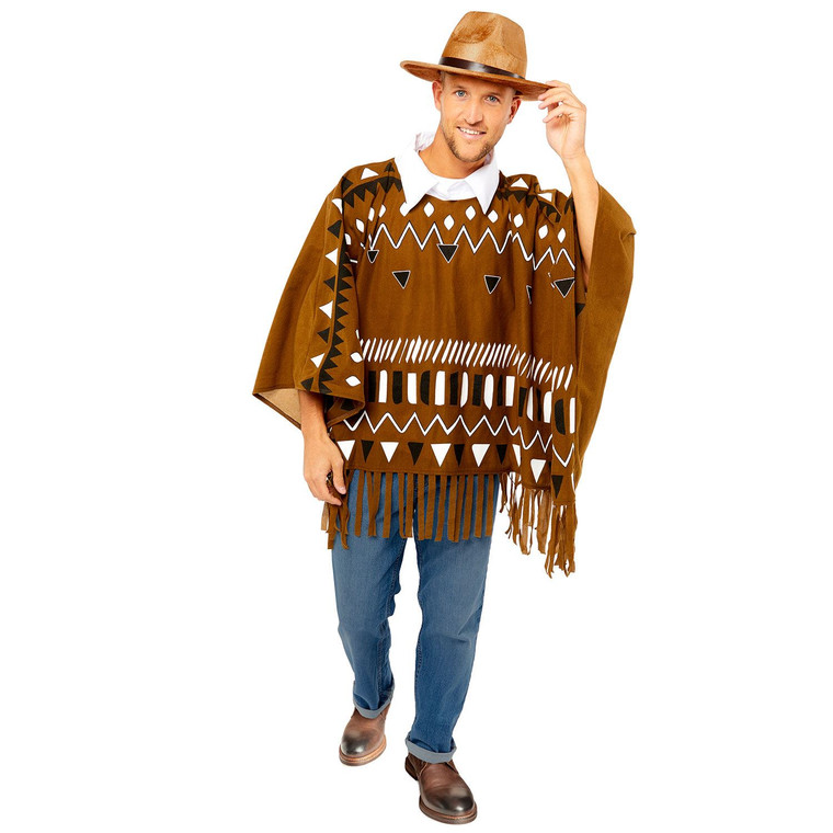 Men's One Size Western Cowboy Poncho And Hat