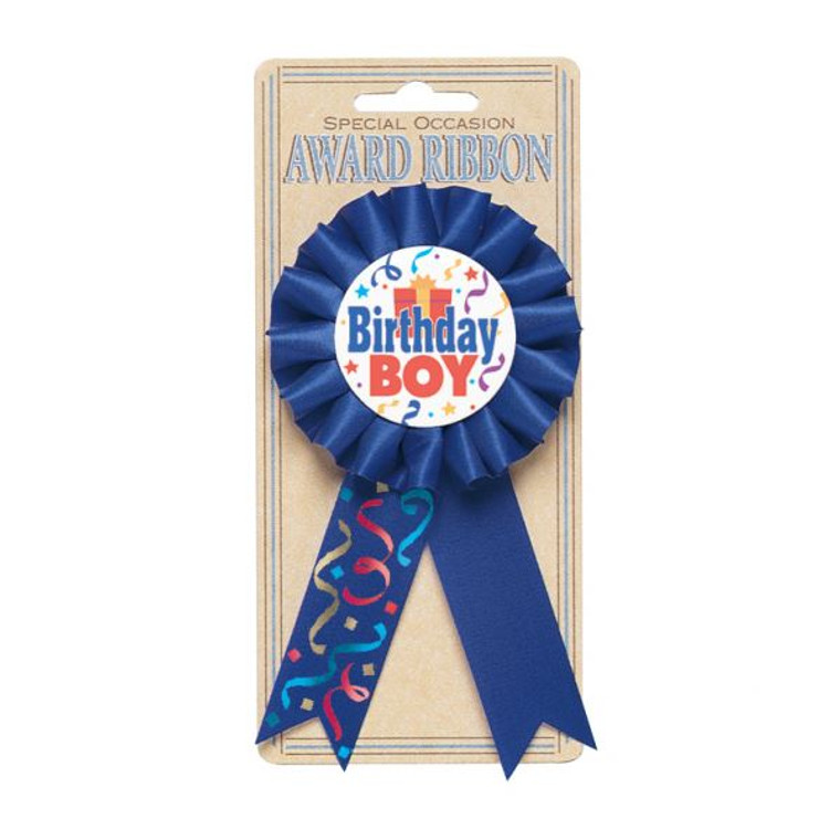 Birthday Boy Blue Badge Multicoloured Award Ribbon