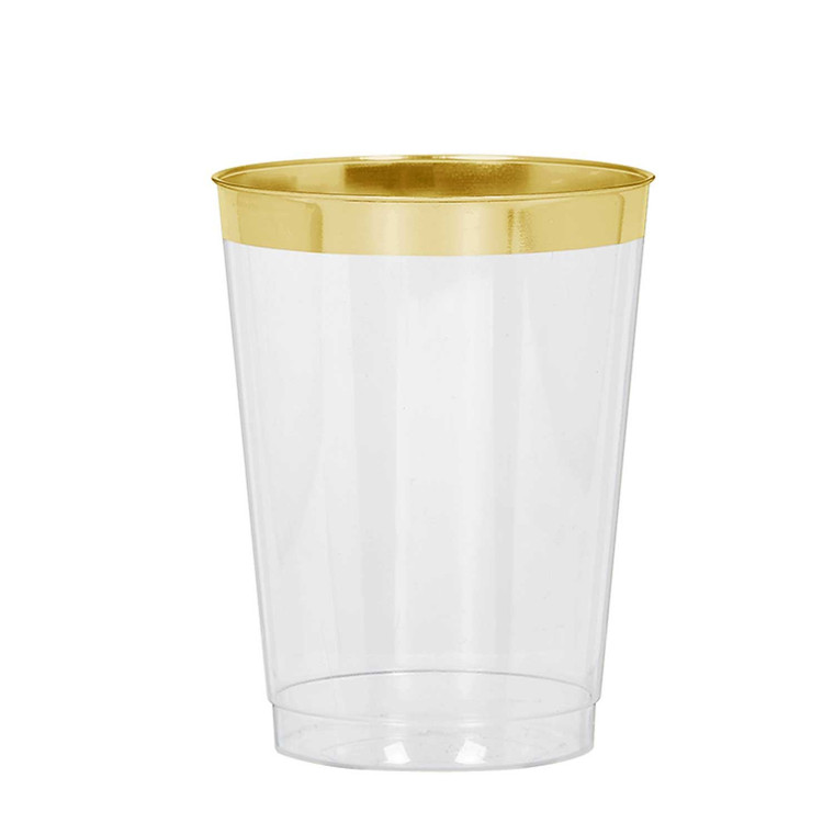 20 x 295ml Gold Trim Premium Party Plastic Tumblers