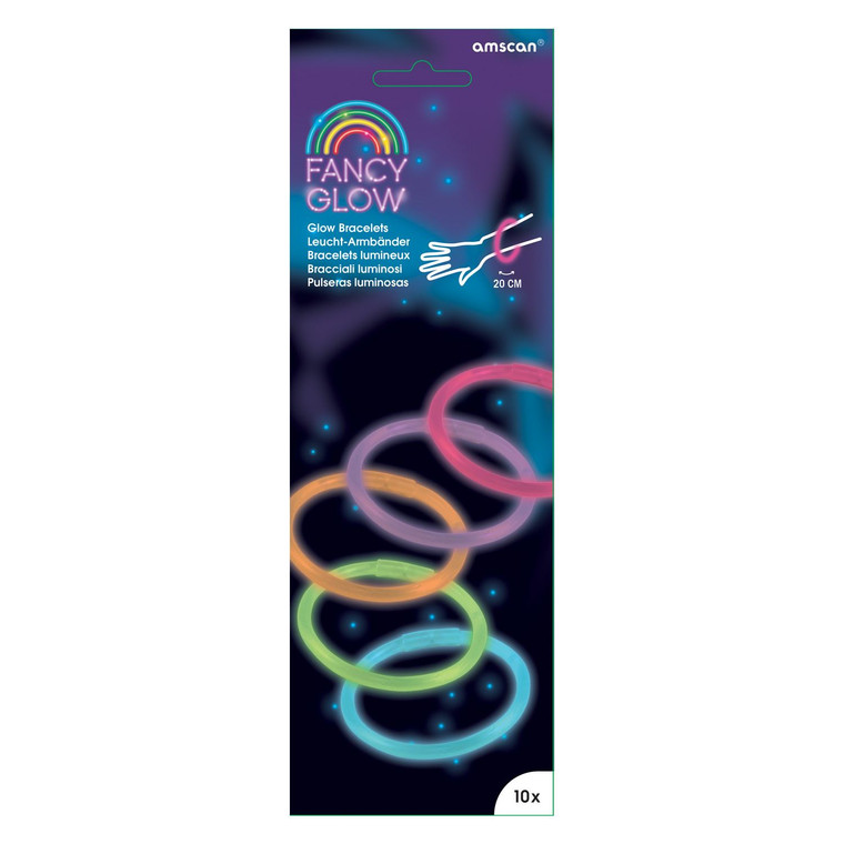 10 x 20cm Multicoloured Fancy Glow Assorted Bracelets