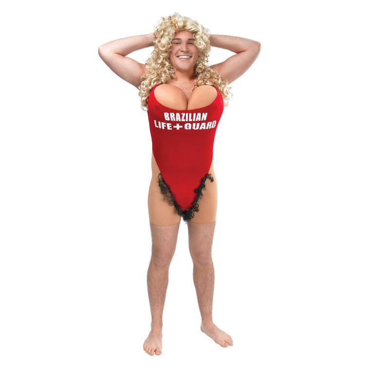 Adults Funny Hairy Mary Multicoloured Life Guard Costume