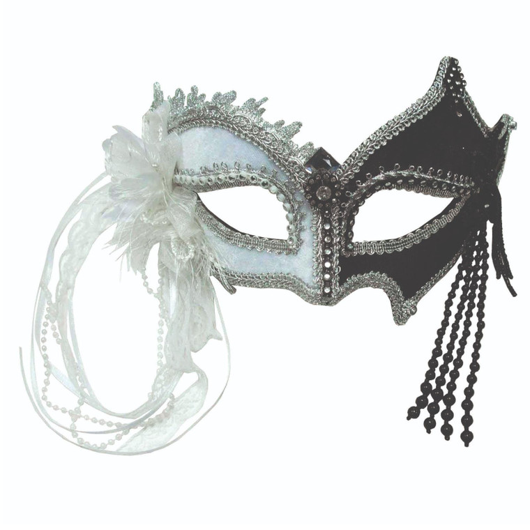 Adults Black And White Masquerade Halloween Fancy Dress Mask