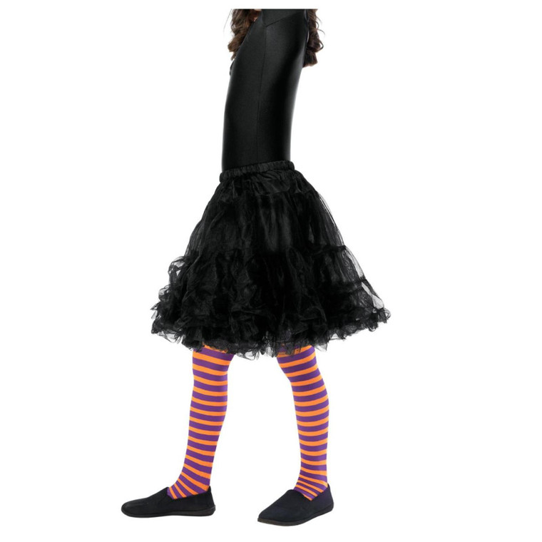 Children's Orange Purple Halloween Book Day Witch Tights