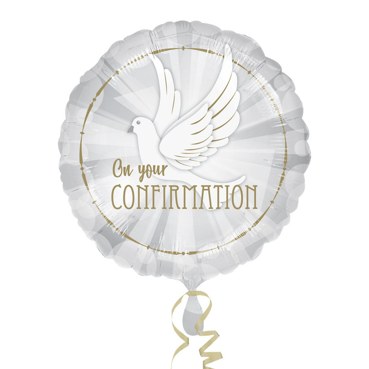 18" White Gold Confirmation Foil Helium Balloon