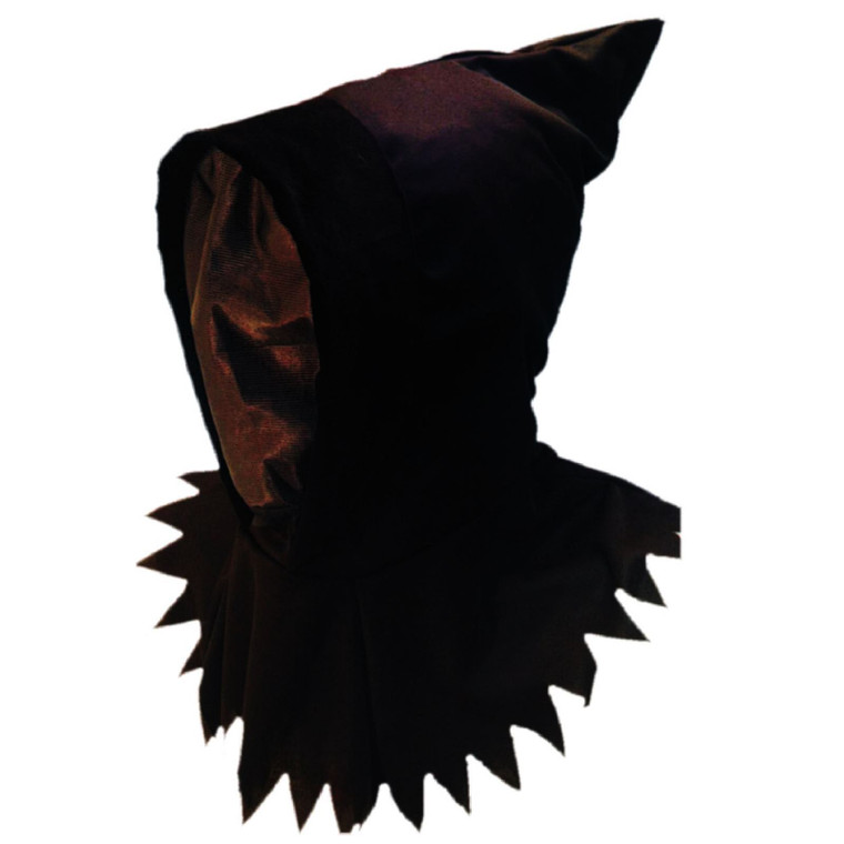 Adults Black Polyester Halloween Ghoul Hood And Mask