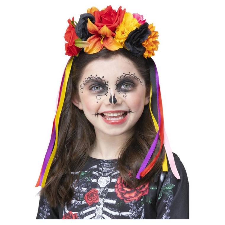 Children's Day of the Dead Halloween Rose Headband