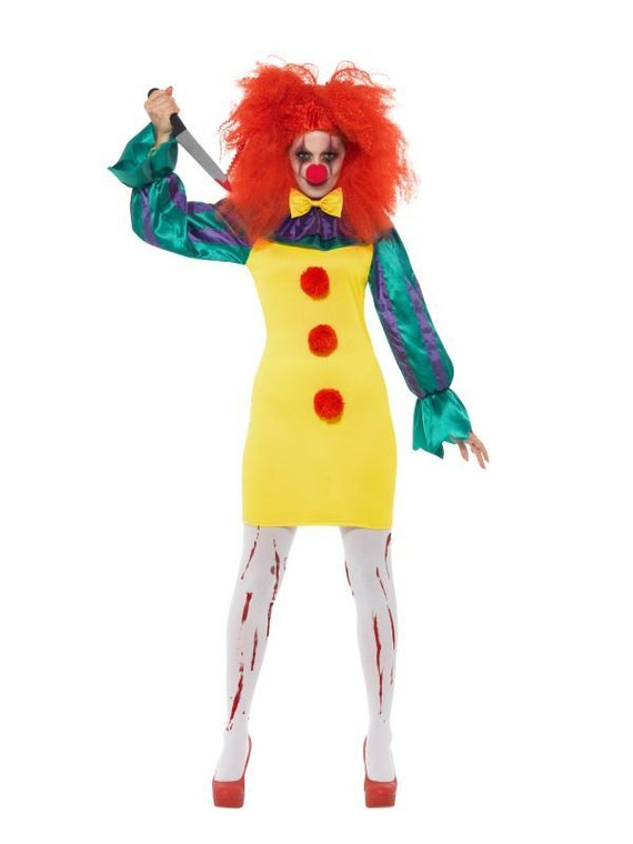 Ladies Classic Horror Clown Multicoloured Costume