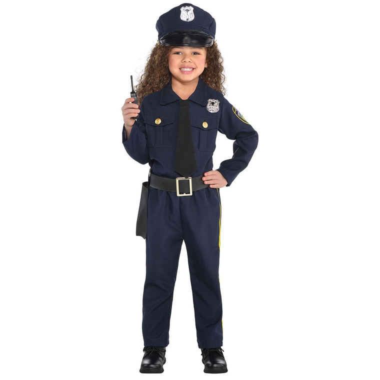 Girls Navy Blue Polyester Police Uniform Costume