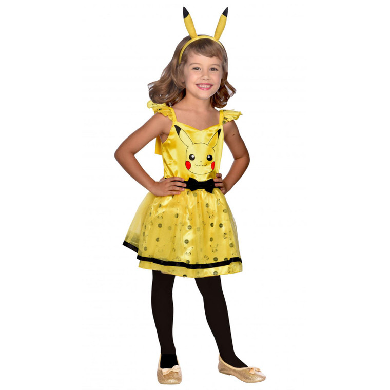 Girls Yellow Official Pikachu Polyester Yellow Costume