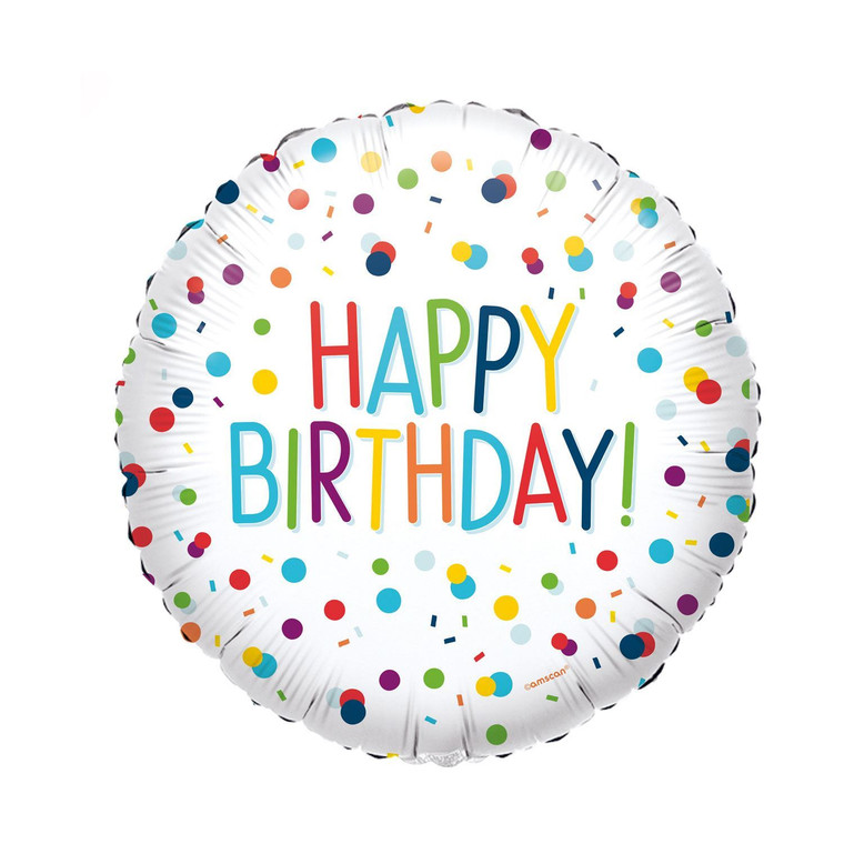 43cm Multicoloured Confetti Birthday Foil Balloon