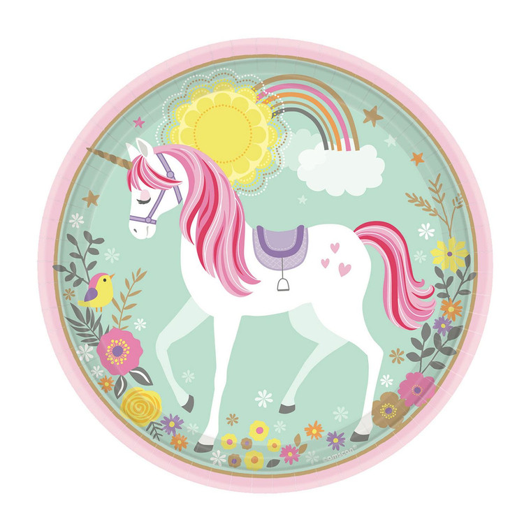 23cm Magical Unicorn Multicoloured Paper Plates