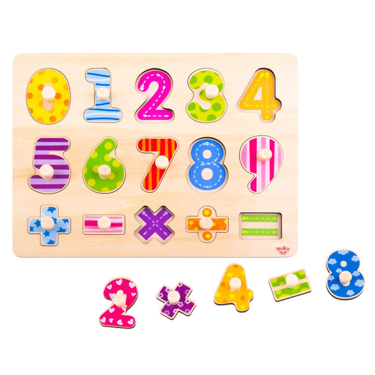 16pc Wooden Number Puzzle Maths Teaching Toy