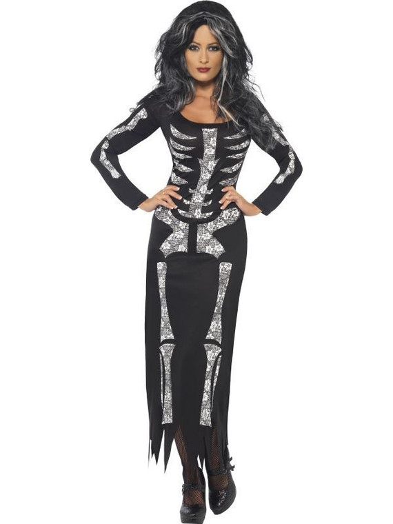 Ladies Fancy Dress Costume Skeleton 