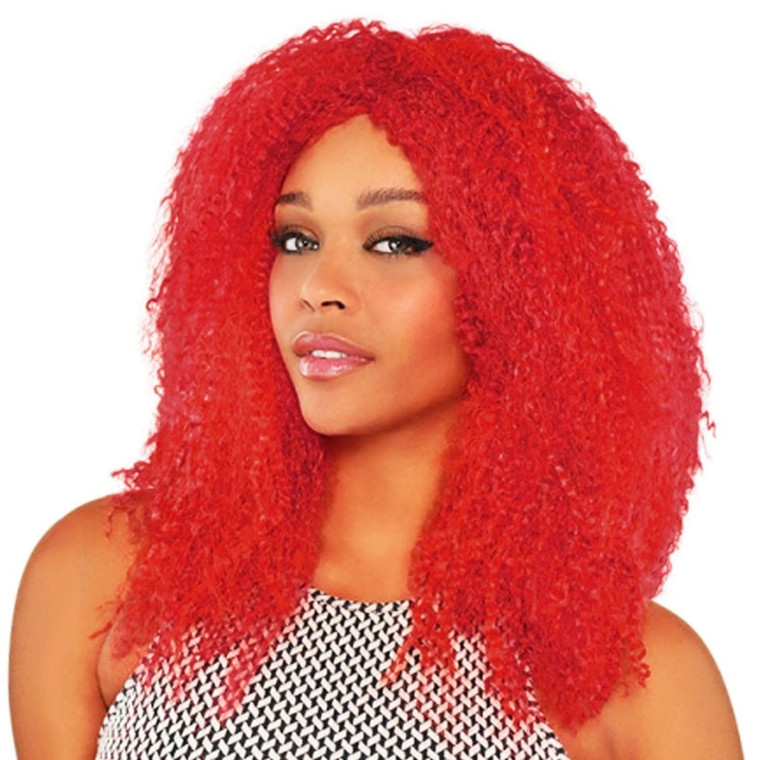 Adults Red Crimped Clown Syntehtic Halloween Wig
