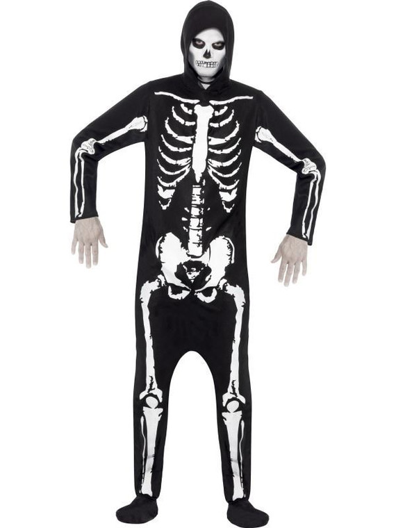 Men's Black And White Skeleton Halloween Costume